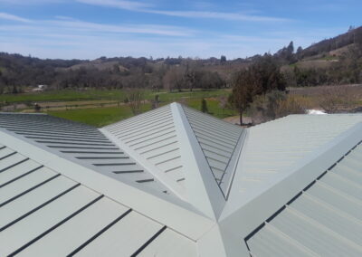 Custom metal Roof with variable pitch.