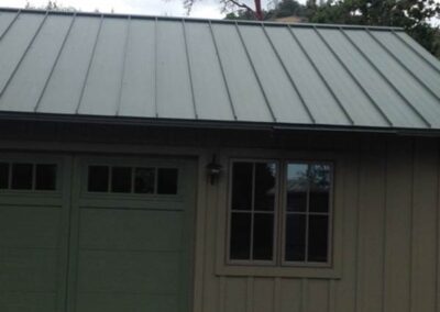 Custom metal roofing on a garage.